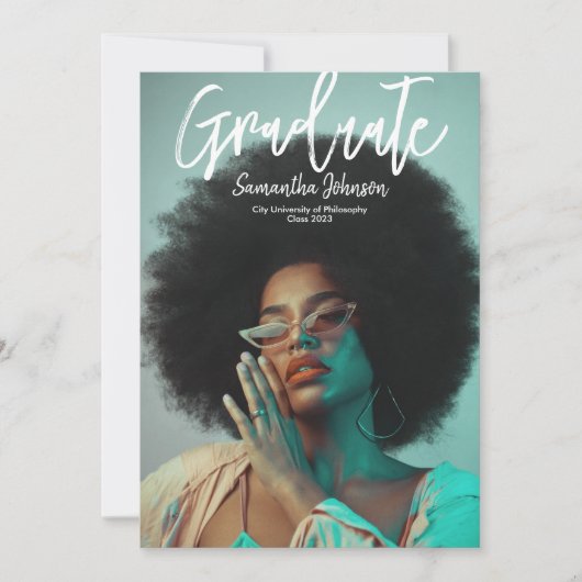 Moderne Script Afstudeerfoto Aankondiging (Voorkant)