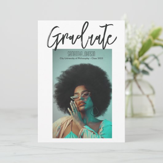 Moderne Script Afstudeerfoto Aankondiging (Staand voorkant)