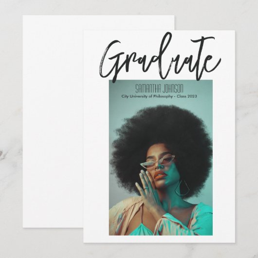 Moderne Script Afstudeerfoto Aankondiging (Voorkant / Achterkant)