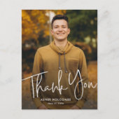 Moderne Script Afstudeerfoto Afstudeer Dankjewel Briefkaart (Voorkant)