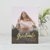 Moderne Script Afstudeerfoto Afstuderen Aankondiging (Staand voorkant)