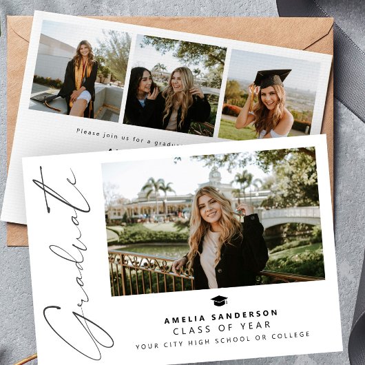 Moderne script afstudeerfoto collage afstuderen kaart