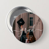 Moderne Script Afstudeerfoto Knop Ronde Button 7,6 Cm (Voorkant /achterkant)