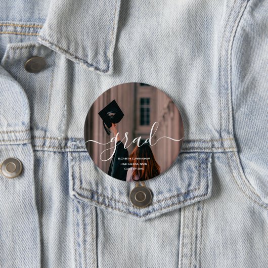 Moderne Script Afstudeerfoto Knop Ronde Button 7,6 Cm (In situ)