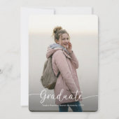 Moderne Script Afstudeerfoto Roze Strik Afstuderen Bedankkaart (Voorkant)