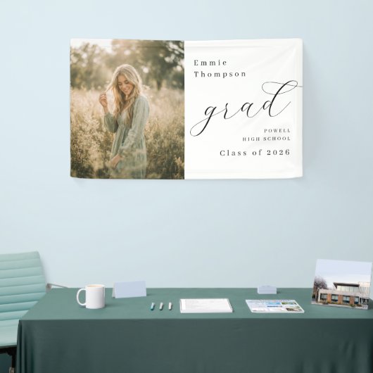 Moderne Script Afstudeerfoto Spandoek (Beurs)