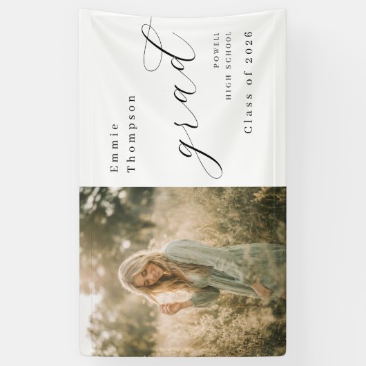 Moderne Script Afstudeerfoto Spandoek (Verticaal)