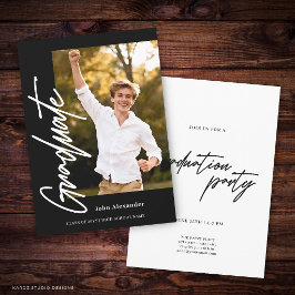 Moderne Script Afstudeerfoto Zwart Afstuderen Kaart