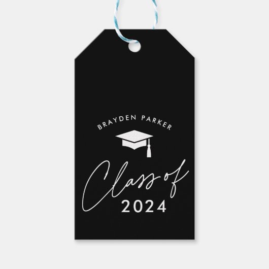 Moderne Script Afstudeerklas Favor Cadeaulabel (Voorkant)