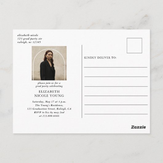 Moderne Script Afstuderen Photo Arch Afstudeerfees Briefkaart (Achterkant)