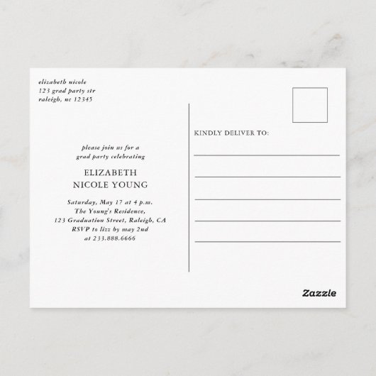 Moderne Script Afstuderen Photo Arch Afstudeerfees Briefkaart (Achterkant)