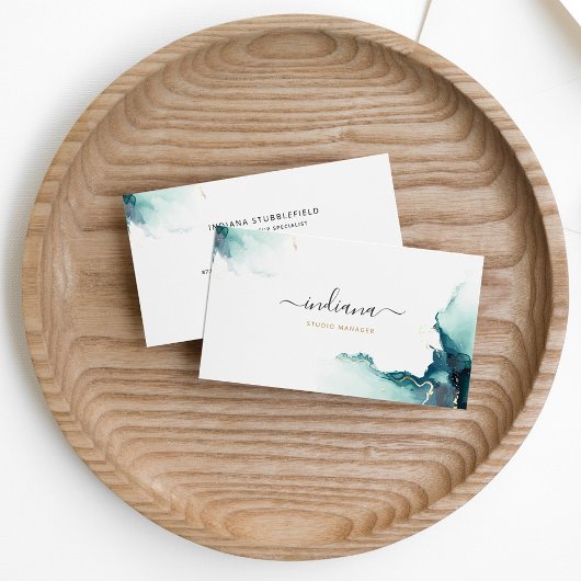 Moderne Script Agaten Monogram Naam Visitekaartje