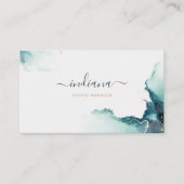 Moderne Script Agaten Monogram Naam Visitekaartje (Voorkant)