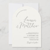Moderne Script Arch Ecru bruiloft uitnodiging (Voorkant)