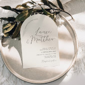 Moderne Script Arch Ecru bruiloft uitnodiging