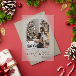 Moderne Script Arch Familie Foto Kerstkaart Acryl Uitnodigingen