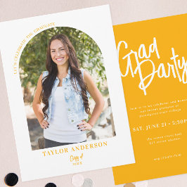 Moderne Script Arch Foto Geel Afstudeerfeest Kaart