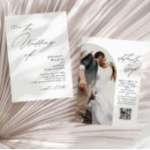 Moderne Script Arch Foto QR Code Wedding Kaart