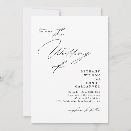 Moderne Script Arch Foto QR Code Wedding Kaart (Voorkant)