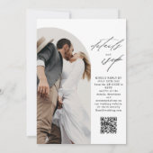 Moderne Script Arch Foto QR Code Wedding Kaart (Achterkant)