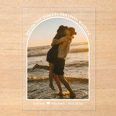 Moderne Script Arch Trouwfoto Dank u kaart Acryl Uitnodigingen (Voorkant)