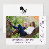 Moderne Script & Asymmetrische Foto Save the Date Kaart (Voorkant / Achterkant)