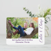 Moderne Script & Asymmetrische Foto Save the Date Kaart (Staand voorkant)