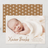 Moderne Script Baby Foto Geboorte Aankondiging (Voorkant / Achterkant)