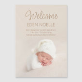 Moderne Script Baby Foto Geboorteaankondigingsmagn (Voorkant)