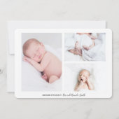 Moderne Script Baby Naam Foto Collage Geboorte Aankondiging (Achterkant)