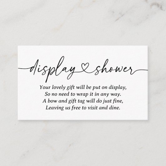 Moderne Script Baby shower Display Douche Informatiekaartje (Voorkant)