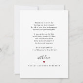 Moderne script baby shower foto bedankkaart (Achterkant)