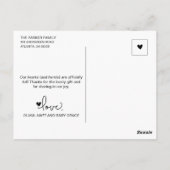 Moderne Script Babyfoto Geboorteaankondiging Briefkaart (Achterkant)