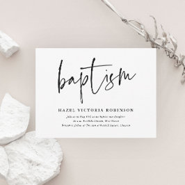 Moderne Script Baptism & Christening Kaart