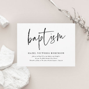 Moderne Script Baptism & Christening Kaart