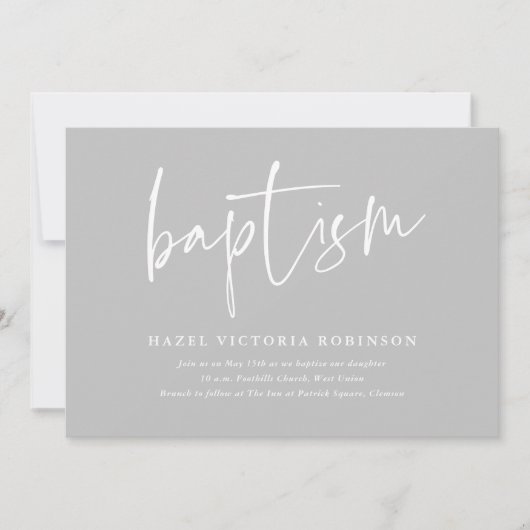 Moderne Script Baptism & Christening Kaart (Voorkant)