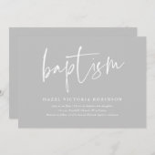 Moderne Script Baptism & Christening Kaart (Voorkant / Achterkant)