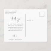Moderne Script Bedankje Trouwfoto Briefkaart (Achterkant)