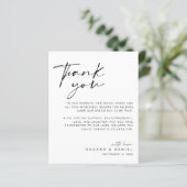 Moderne Script Bedankkaart voor Bruiloftsreceptie (Staand voorkant)