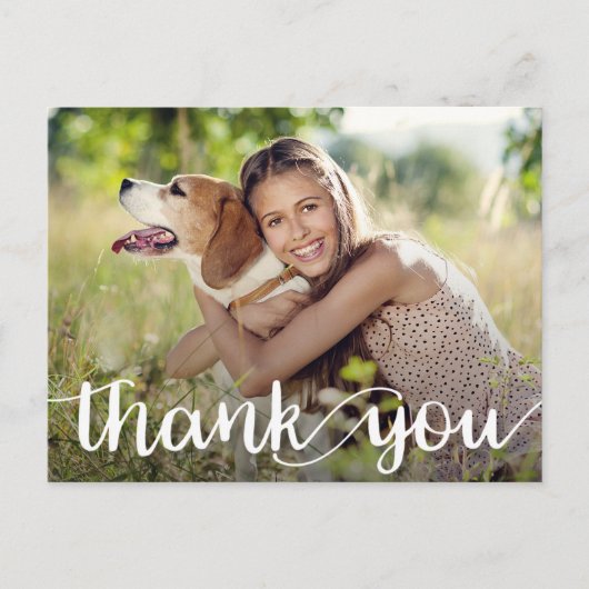 Moderne Script Bedankt Foto Afstuderen Briefkaart (Voorkant)