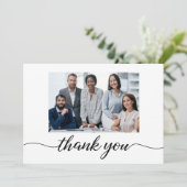 Moderne Script Bedankt Teamfoto Zakelijk Feestdagenkaart (Staand voorkant)