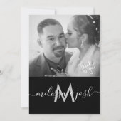 Moderne Script Bedankt Trouw Monogram Foto Kaart (Voorkant)