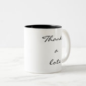 Moderne Script Bedankt Twee-Tons Cadeaumok Tweekleurige Koffiemok (Voorkant rechts)