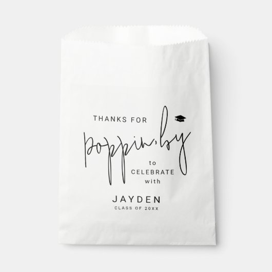 Moderne Script Bedankt voor Popping door Afstudere Bedankzakje (Voorkant)