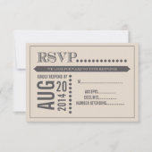 Moderne Script Beige & Gray Wedding RSVP (Voorkant)