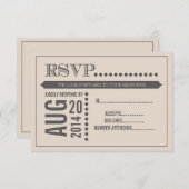 Moderne Script Beige & Gray Wedding RSVP (Voorkant / Achterkant)