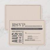 Moderne Script Beige & Gray Wedding RSVP Kaartje (Voorkant / Achterkant)