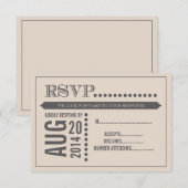 Moderne Script Beige & Gray Wedding RSVP Kaartje (Voorkant / Achterkant)