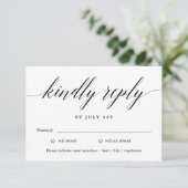 Moderne Script BEWERKBARE KLEUR RSVP Card MSC Bedankkaart (Staand voorkant)
