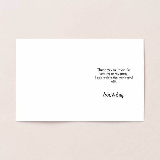 Moderne Script Birthday Bedankt Folie Kaarten (Binnen)